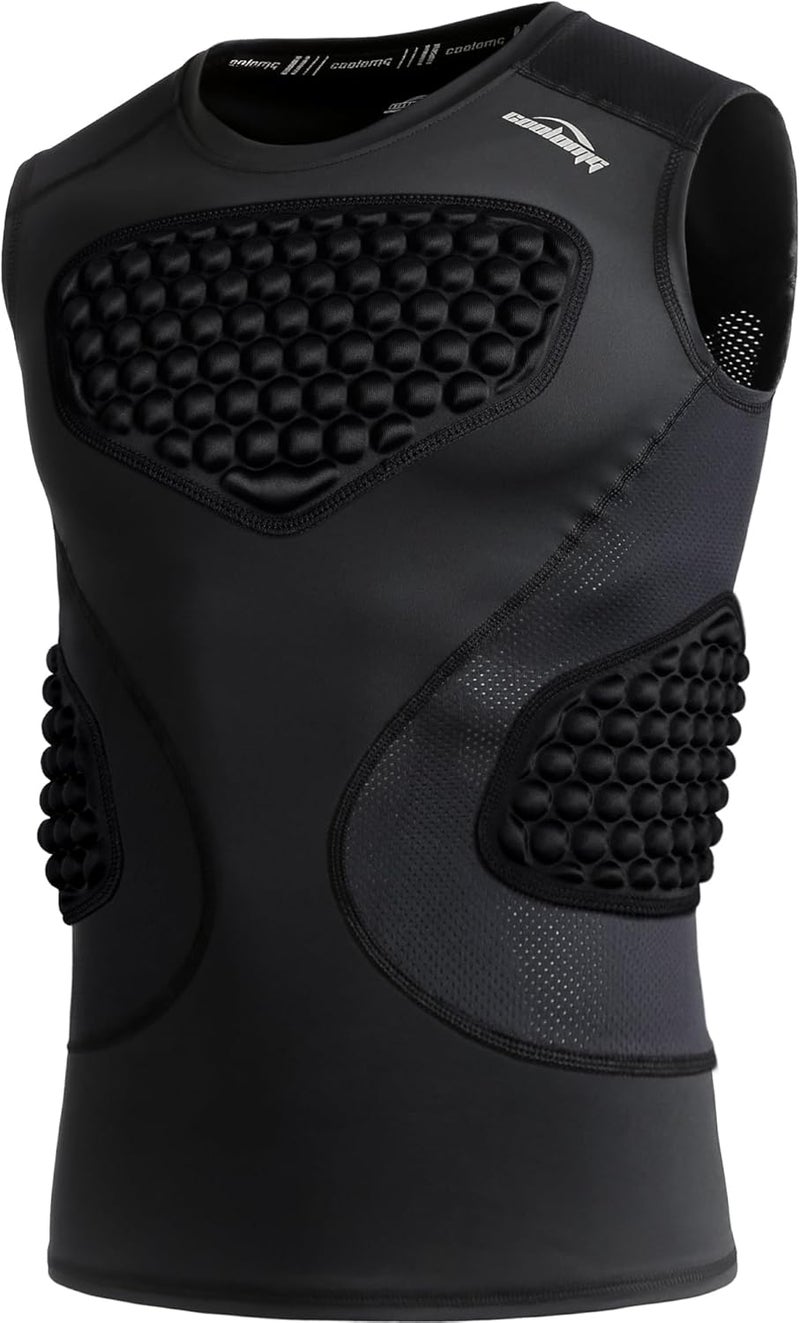 COOLOMG Mens Baseball Chest Rib Protector Adult Football Padded Compression Shirt Heart Sternum Guard - Image 1